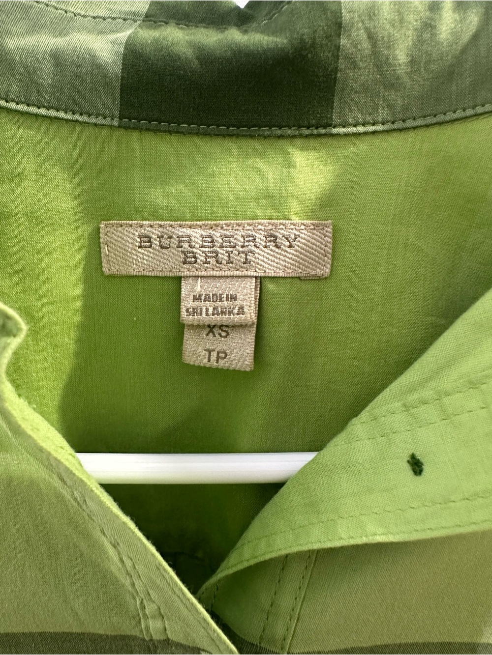 Burberry Brit Green Plaid Popover Blouse Cotton Womens XS - Picture 3 of 5